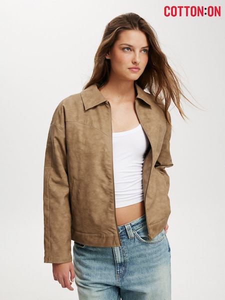Cotton On Brown River Faux Suede Jacket (H45421) | ₪267