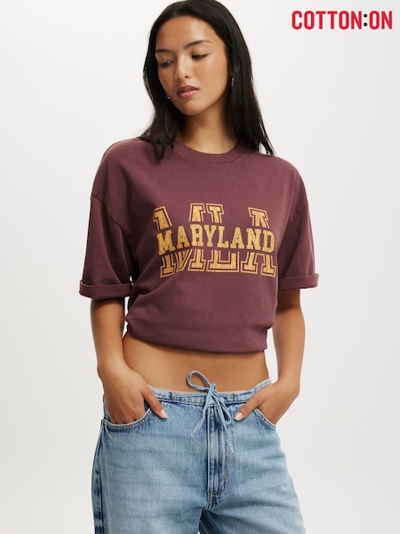 Cotton On Brown The Premium Boxy Graphic 100% Cotton T-Shirt (H45426) | ₪96