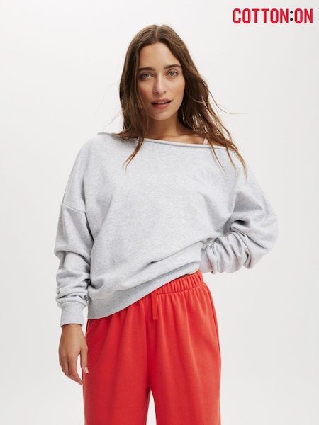 Gris - Cotton On Classic Fleece Off The Shoulder Sweatshirt (H45433) | 35 €