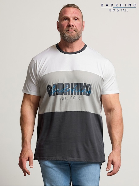 BadRhino Big & Tall Grey Cut & Sew Slogan 100% Cotton T-Shirt (H45499) | €27
