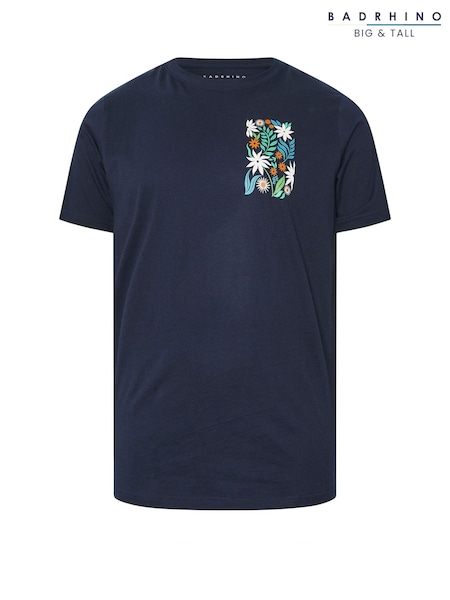 BadRhino Big & Tall Blue Flower Front & Back T-Shirt (H45502) | € 31