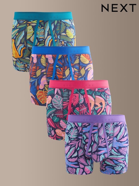 Bright Pink/ Green Tropical Animals 4 pack Signature A-Fronts Boxers (H45628) | €29