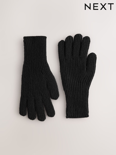 Black Rib Knit Gloves (H45663) | €13
