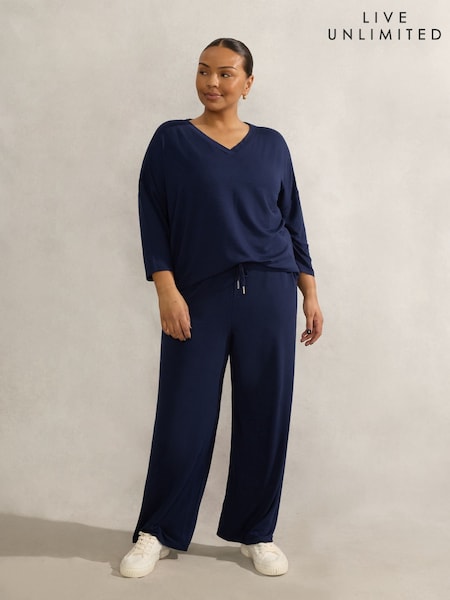 Albastru - Live Unlimited Curve Lightweight Supersoft 3/4 Sleeve Top (H45673) | 365 LEI