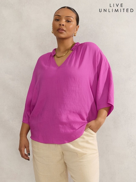 Live Unlimited Curve Dolman Sleeve Gathered Neck Top (H45683) | 514 LEI