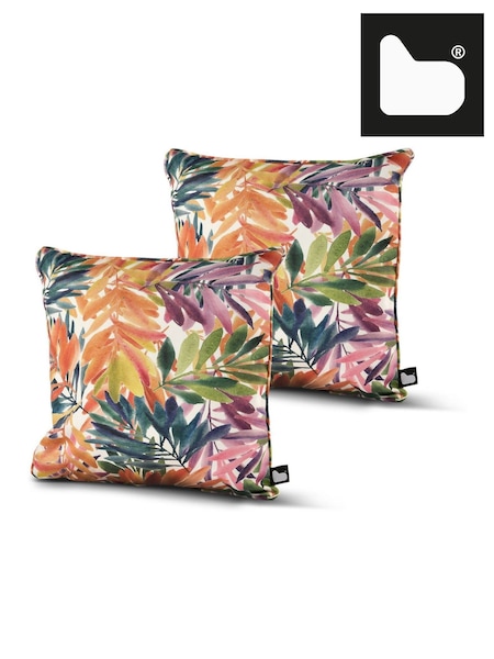 Extreme Lounging 2 Pack White Outdoor Tropical Palm Print Cushions (H45693) | €54