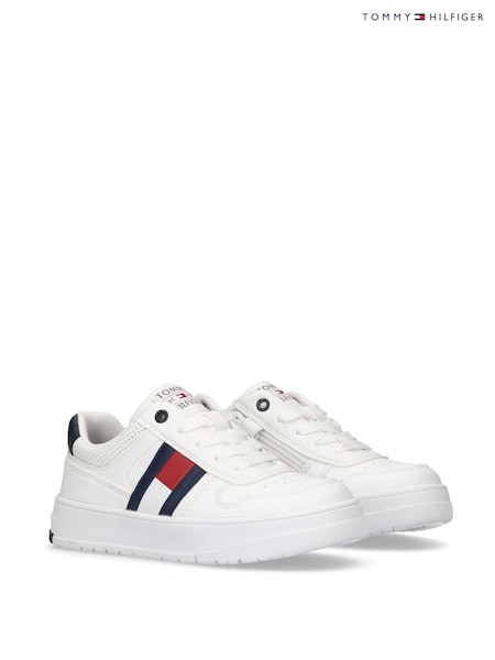 Tommy Hilfiger White Flag Contrast Heel Trainers (H45701) | €123 - €129