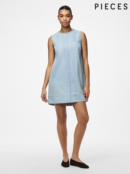 PIECES Sleeveless Denim Dress (H45704) | ‏191‏₪