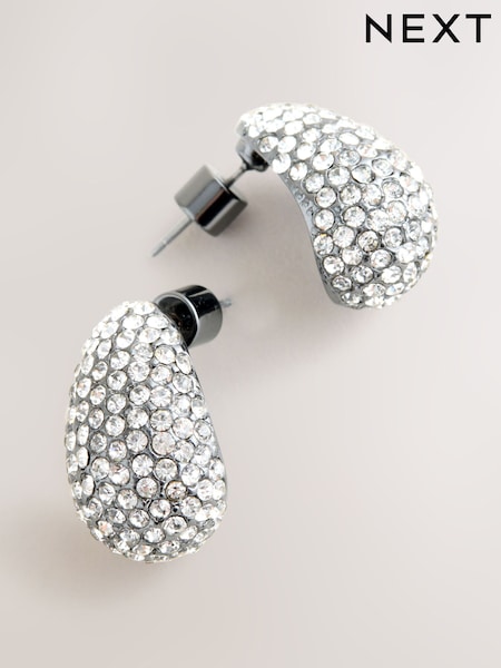 Gunmetal Pavé Teardrop Stud Earrings (H45705) | €16