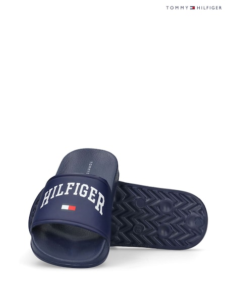 Tommy Hilfiger Blue Logo Print Pool Slides (H45707) | €58