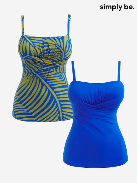 Simply Be Blue Magisculpt Bandeau Tankini Tops 2 Pack (H45799) | €63