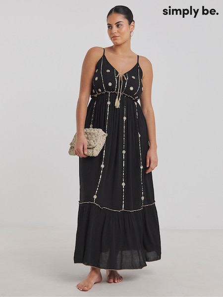 Simply Be Mirror Trims Maxi Beach Dress (H45810) | 268 LEI