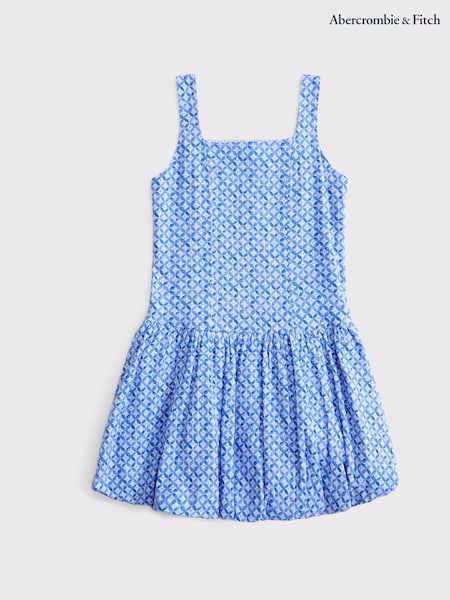 Abercrombie & Fitch Blue Drop Waist Bubble Hem Mini Dress (H45873) | 313 LEI