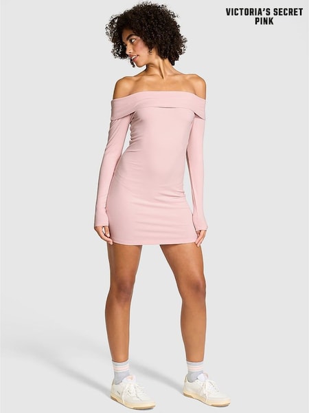 Victoria's Secret PINK Dollhouse Pink Off The Shoulder Ribbed Dress (H45988) | €40.50