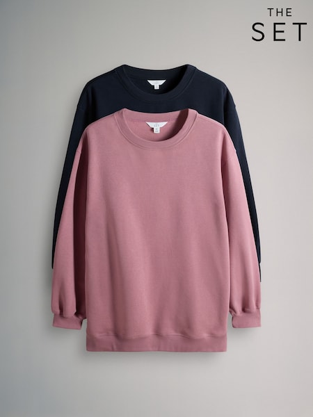 The Set Navy/Pink 2 Pack Longline Crew Neck Sweatshirt (H46025) | €35