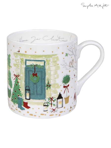 Sophie Allport White Holly & Berry Home for Christmas Mug (H46046) | €25