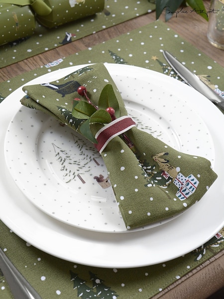 Sophie Allport Forest Green Festive Forest Napkins Set of 4 (H46056) | €28