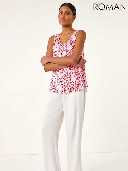 Roman Pink Abstract Spot Print Button Vest (H46087) | €40
