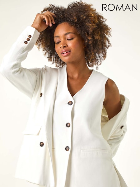 Alb - Roman Longline Button Waistcoat 100% Cotton Waistcoat (H46090) | 335 LEI