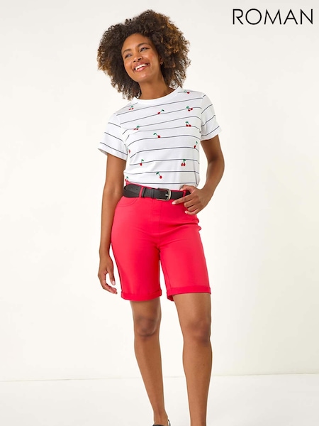 Roman Red Turn Up Stretch Shorts (H46097) | €46