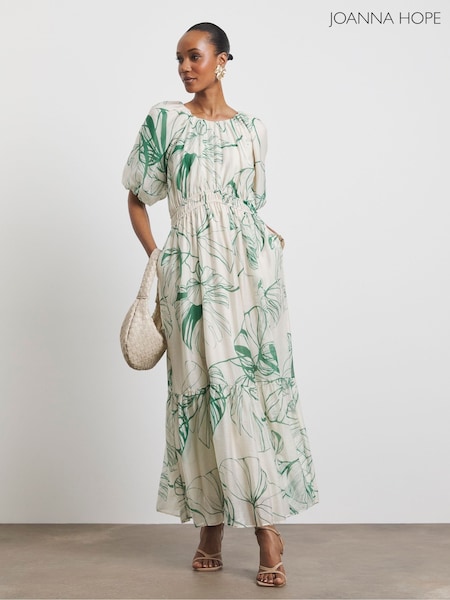 Joanna Hope Natural Puff Sleeve Dress (H46114) | €126