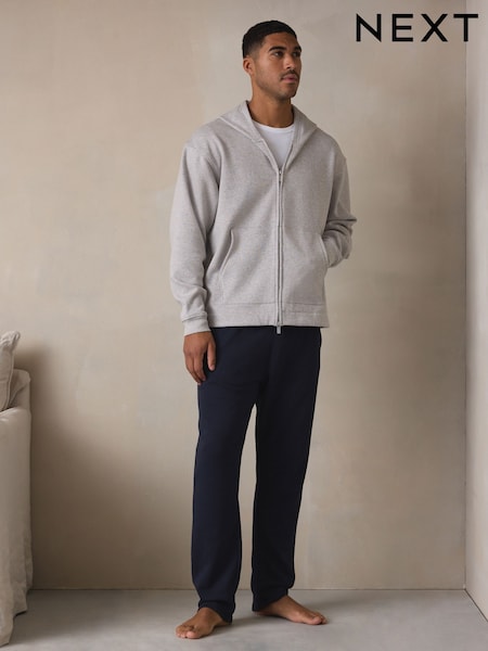 Slate Grey Velour Lined Zip Through Hoodie (H46155) | €44