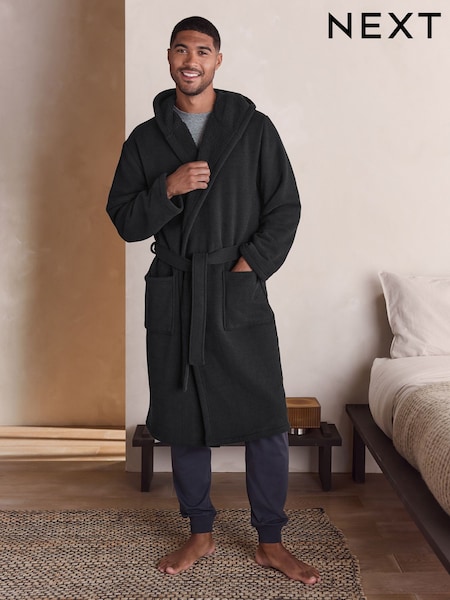 Black Corded Textured Dressing Gown (H46160) | €52
