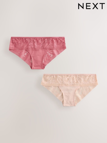 צבע ורד/ורוד - Microfibre and Lace Knickers 2 Pack (H46265) | ‏53‏₪