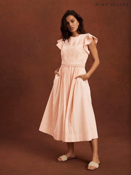 Mint Velvet Crochet Cotton Midi Dress (H46294) | 1,266 LEI