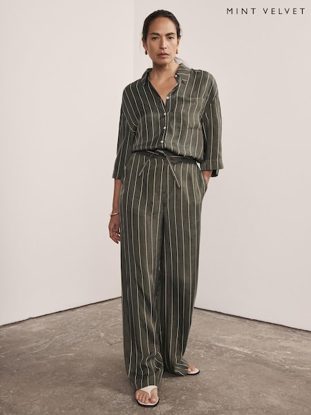 Mint Velvet Striped Wide Trousers (H46299) | 819 LEI