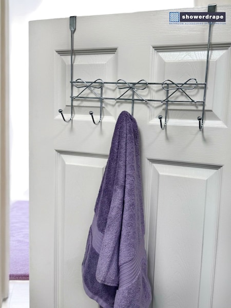 Showerdrape Set of 2 Chrome Bows Over Door Storage Hooks (H46340) | €29