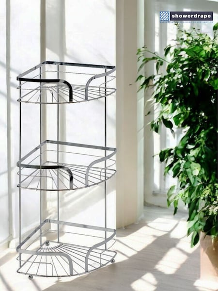 Showerdrape Chrome Dante Freestanding Corner Floor Caddy (H46350) | 134 QAR