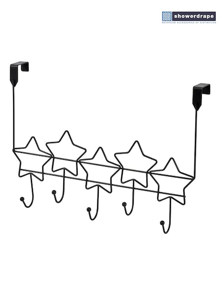 Showerdrape Set of 2 Black Stars Over Door Storage Hooks (H46364) | €27
