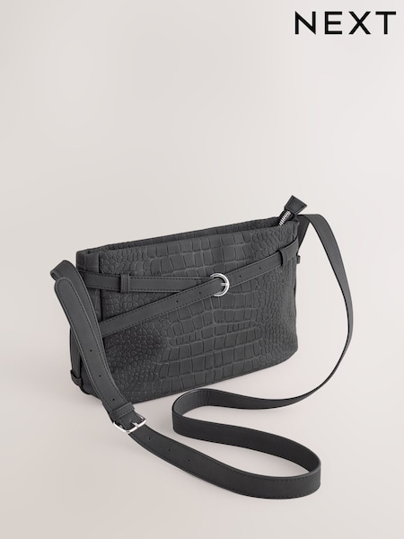 Black Mini Suede Croc Cross-Body Bag (H46380) | €34