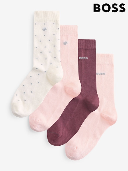 BOSS Natural Ribbed Logo Giftset Socks 4 Pack (H46386) | AED227
