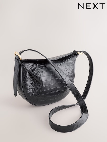 črna - Croc Effect Cross-Body Bag (H46387) | € 30
