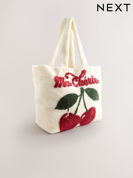 Bež/bela - Borg Cherry Print Tote Bag (H46408) | € 50