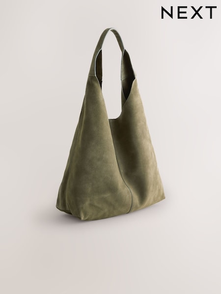 Green Leather Slouchy Shoulder Bag (H46410) | R$ 680