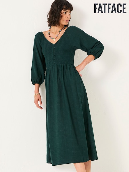 FatFace Adele Teal Blue Midi Dress (H46470) | AZN 173