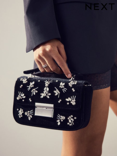 Black Velvet Top Handle Bag (H46492) | €47