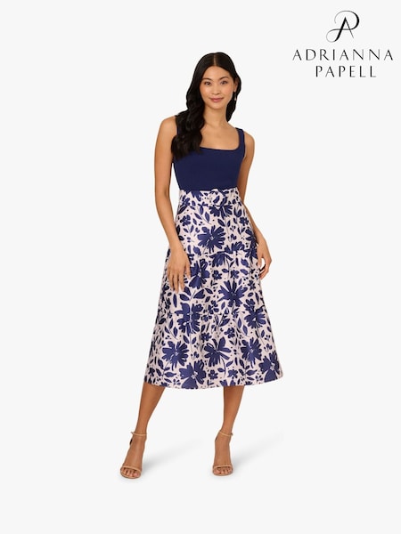 Adrianna Papell Blue Combo Printed Ankle Dress (H46512) | ₪950