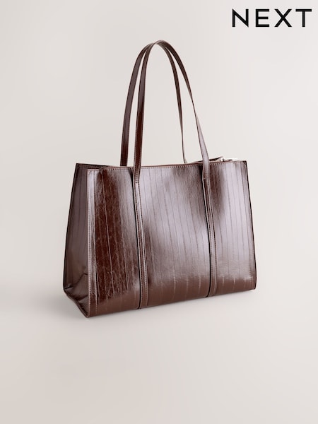 Chocolate Brown Structured Tote Bag (H46521) | R$ 260