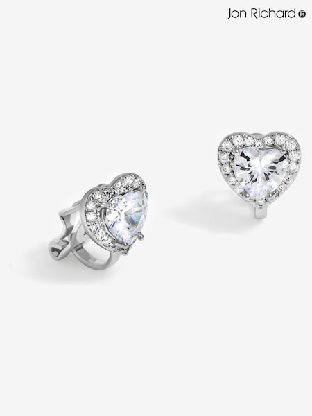 Jon Richard Silver Tone Rhodium Plated Heart Clip Earrings (H46522) | €22.50