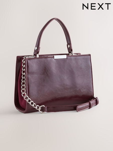 Burgundy Top Handle Croc Effect Bag (H46525) | R$ 330