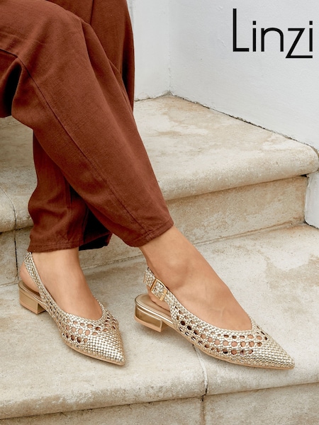 Linzi Gold Carolina Low Heeled Woven Slingback Courts (H46574) | € 42
