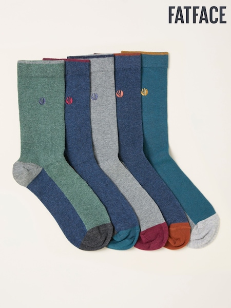 FatFace Navy 5 Pairs of Colour Block Socks (H46738) | €28