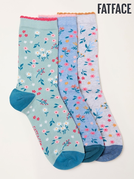 FatFace Grey 3 Pairs of Floral Socks (H46753) | €21