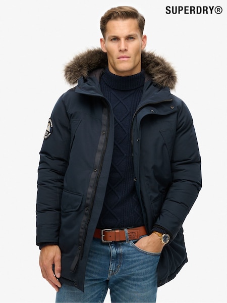 Superdry Navy Everest Faux Fur Parka Coat (H46775) | €191