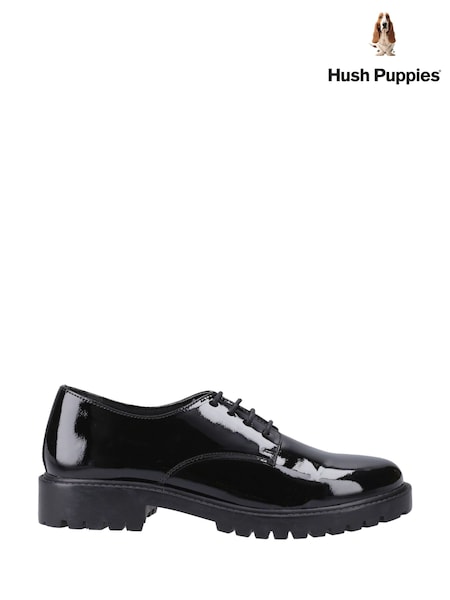 Hush Puppies Junior Aubrey Lace Up Patent Black Shoes (H46865) | €74