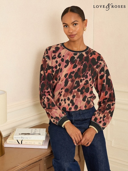 Love & Roses Brown Crew Neck Jersey Sequin Sweatshirt (H47032) | 173 QAR